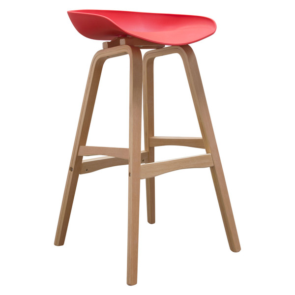 Brentwood Bar Height Stool w/ Red PP Seat & Molded Bamboo Frame BRENTWOODSTRE