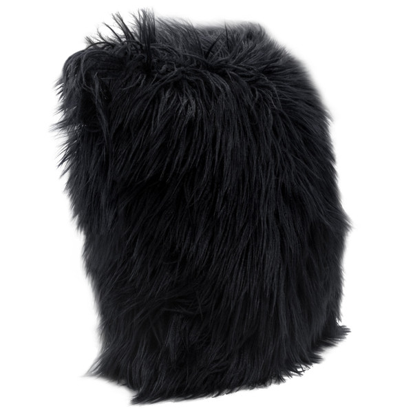 18" Square Accent Pillow in Black Dual-Sided Faux Fur PILLOWBL18
