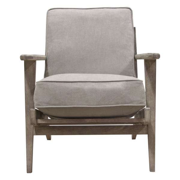 Hazel Accent Chair with Feather Down Seat & Back in Grey Linen with Grey Oak Frame HAZELCHGR