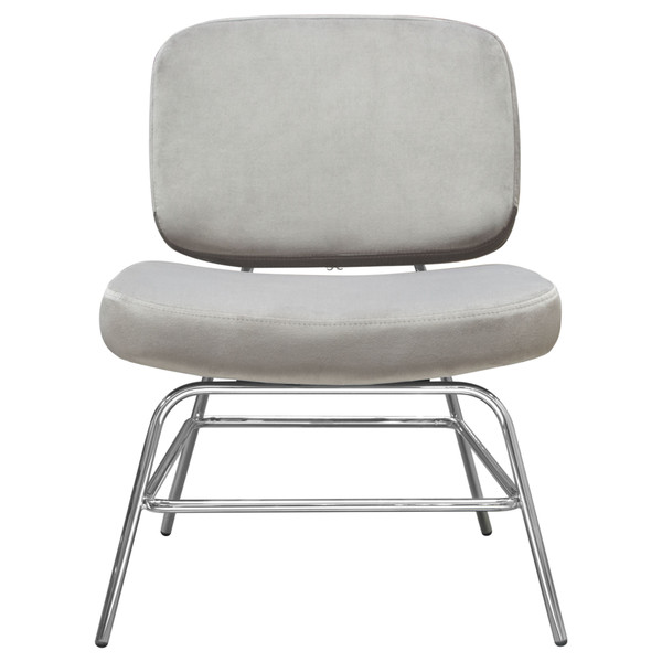 Hanna Set of (2) Accent Chairs in Grey Velvet with Chrome Legs HANNACHGR2PK