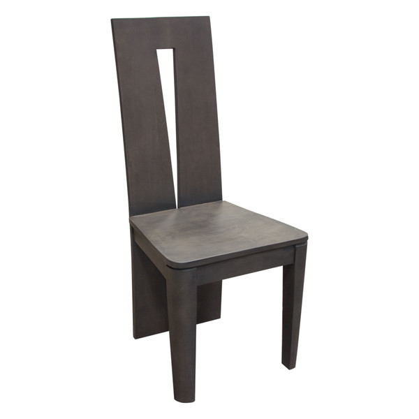 Motion 2-Pack Solid Mango Wood Dining Chair in Smoke Grey Finish w/ Silver Metal Inlay MOTIONDCGR2PK