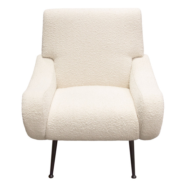 Cameron Accent Chair in Bone Boucle Textured Fabric w/ Black Leg CAMERONCHBO