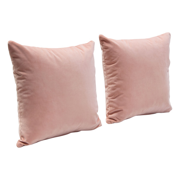 Set of (2) 16" Square Accent Pillows in Blush Pink Velvet PILLOW16PN2PK