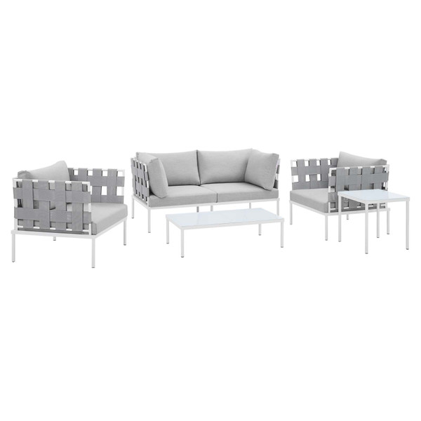 Modway Harmony 5-Piece Sunbrella Outdoor Patio Aluminum Furniture Set EEI-4925-GRY-GRY-SET