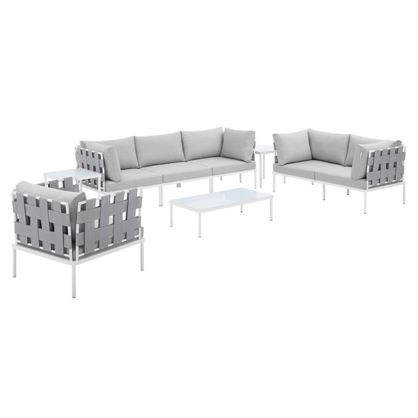 Modway Harmony 8-Piece Sunbrella Outdoor Patio Aluminum Seating Set EEI-4949-GRY-GRY-SET