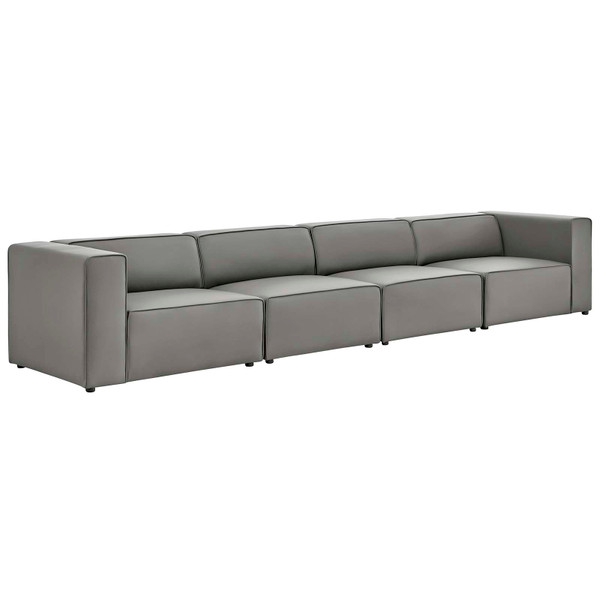 Modway Mingle Vegan Leather 4-Piece Sectional Sofa EEI-4793-GRY