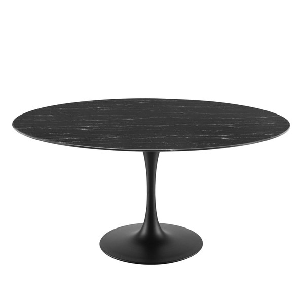 Modway Lippa 60" Artificial Marble Dining Table EEI-4879-BLK-BLK
