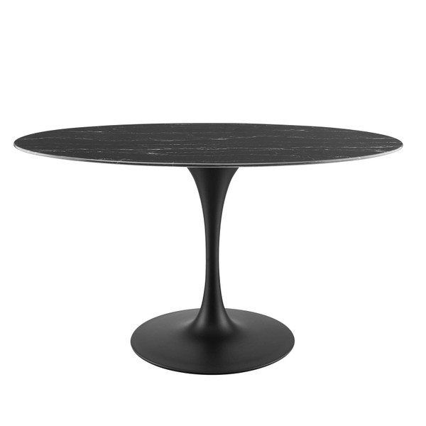 Modway Lippa 54" Artificial Marble Oval Dining Table EEI-4880-BLK-BLK