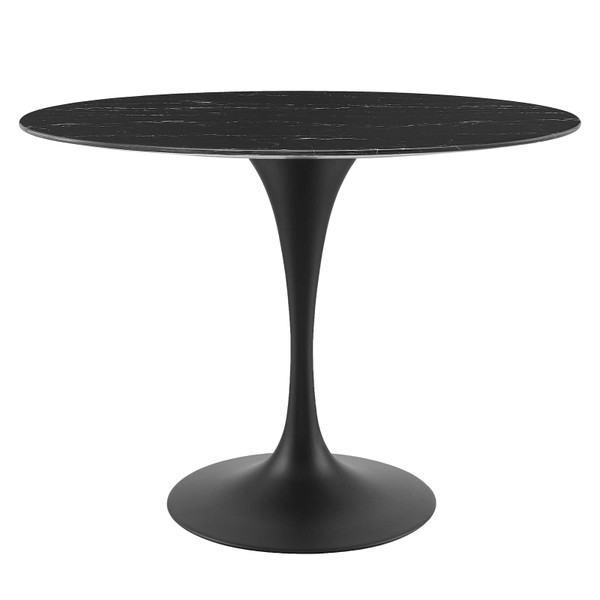Modway Lippa 42" Oval Artificial Marble Dining Table EEI-4869-BLK-BLK