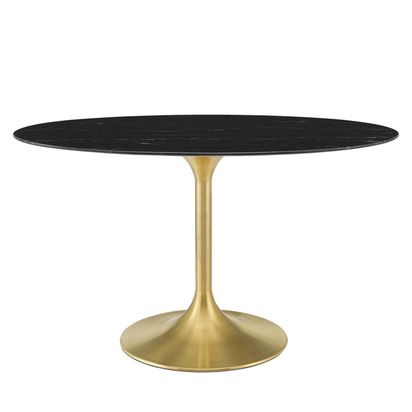 Modway Lippa 54" Oval Artificial Marble Dining Table EEI-5242-GLD-BLK