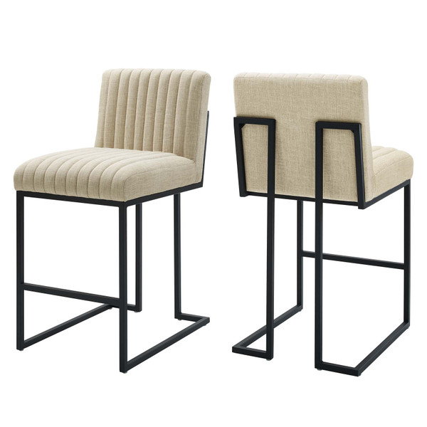 Modway Indulge Channel Tufted Fabric Counter Stools - Set Of 2 EEI-5741-BEI