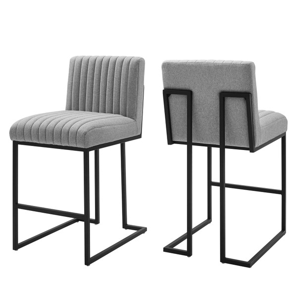 Modway Indulge Channel Tufted Fabric Counter Stools - Set Of 2 EEI-5741-LGR