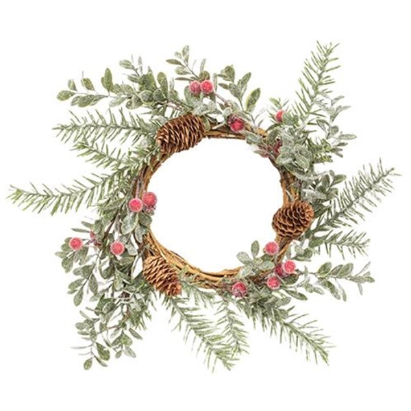 *Sugar Berry Pine Wreath 16" F18104 By CWI Gifts