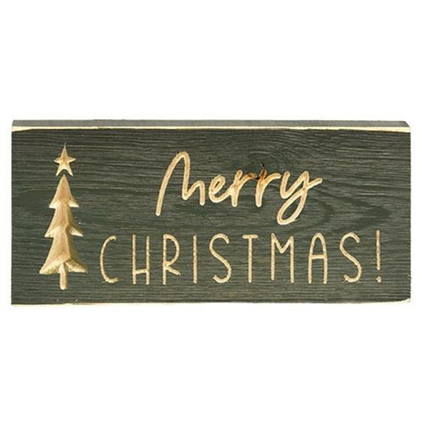 Merry Christmas Engraved Block 3.5" X 8" G01019 By CWI Gifts