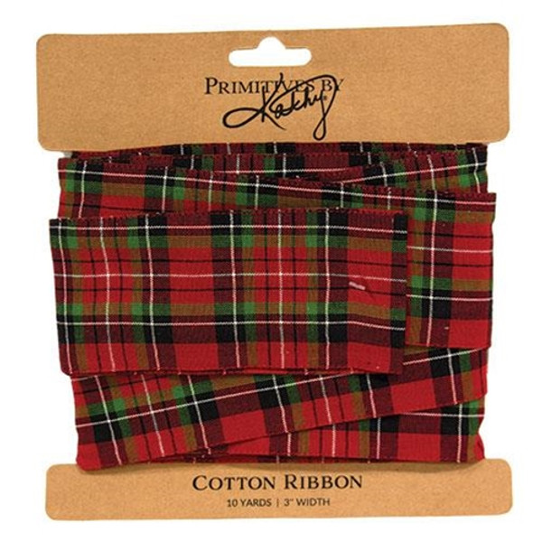 Red & Green Plaid Ribbon 3" X 10 Yards G108421 By CWI Gifts