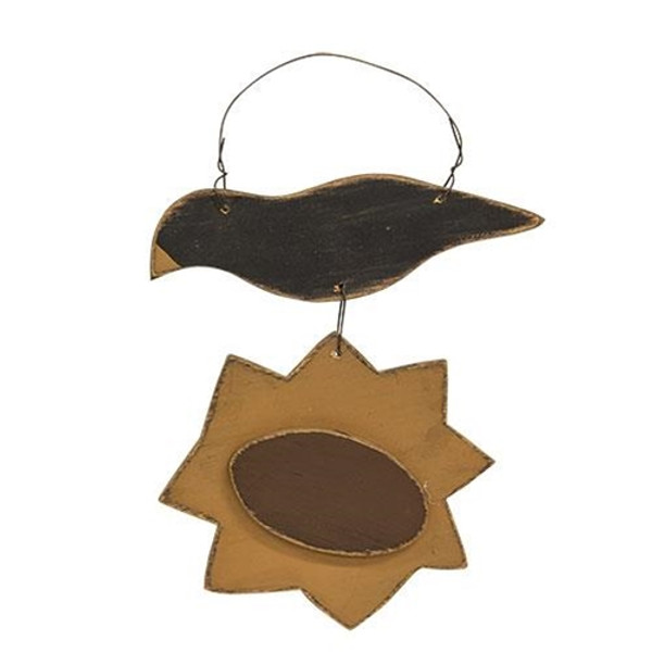 *Primitive Crow & Sunflower Ornament G12819 By CWI Gifts