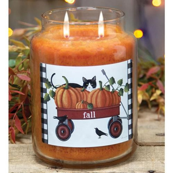 Fall Wagon Jar Candle Buttered Maple Syrup 26Oz G27025 By CWI Gifts