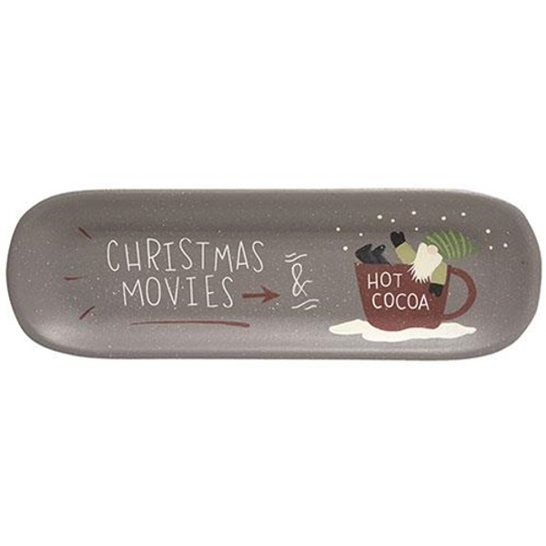 Christmas Movies & Hot Cocoa Wooden Tray G35456 By CWI Gifts