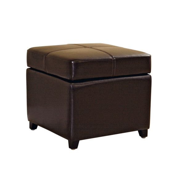 Baxton Studio Dark Brown Full Leather Storage Cube Ottoman 0380-001-dark brown