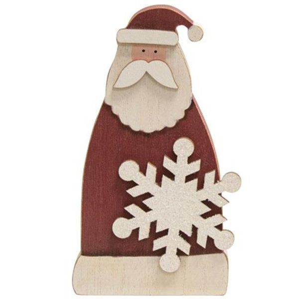 Snowflake Santa Wooden Sitter G35674 By CWI Gifts