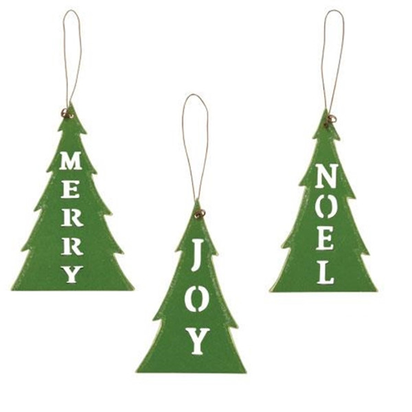 3/Set Christmas Words Cutout Tree Ornaments G35704 By CWI Gifts