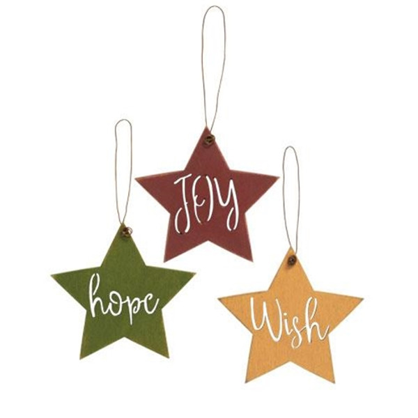 Cutout Christmas Words Star Ornaments (Set Of 3) G35707 By CWI Gifts