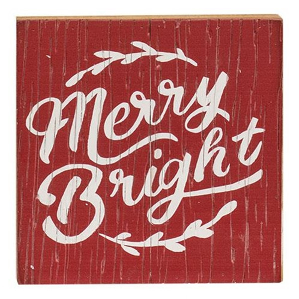 Merry Bright Rustic Wood Box Sign G65192 By CWI Gifts