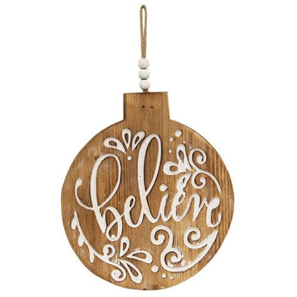 *Believe Engraved Bulb Ornament Sign G70076 By CWI Gifts