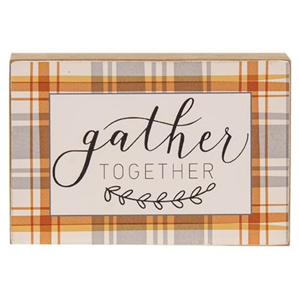 *Gather Together Plaid Box Sign G91040 By CWI Gifts