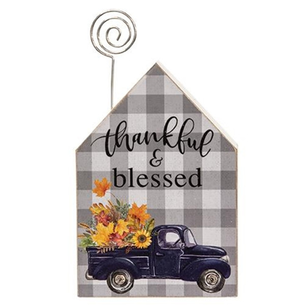 *Thankful & Blessed Chunky House Photo Holder G91046 By CWI Gifts