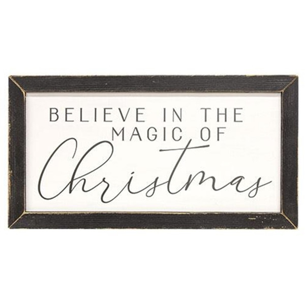 Believe In The Magic Of Christmas Framed Sign 12" X 24" GLUX551 By CWI Gifts