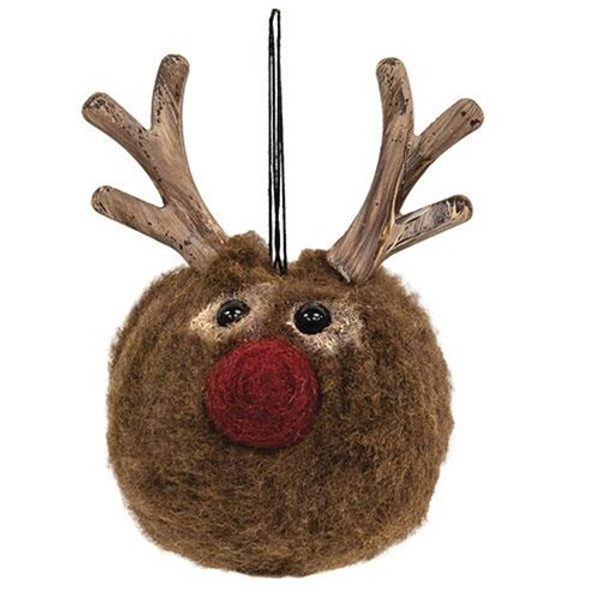 Felt Round Reindeer Head Ornament GRJ907 By CWI Gifts