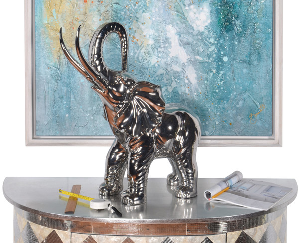 AFD Home Mirrored Chrome Large Elephant Sculpture 12016312