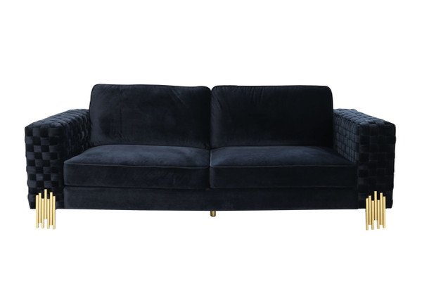 VGYUHD-1936-BLK-S Divani Casa Lori - Modern Velvet Glam Black & Gold Sofa By VIG Furniture
