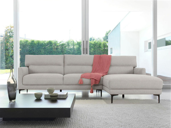 VGKNK8610-RAF-GRY-SECT Divani Casa Paraiso - Modern Grey Fabric Right Facing Sectional Sofa By VIG Furniture