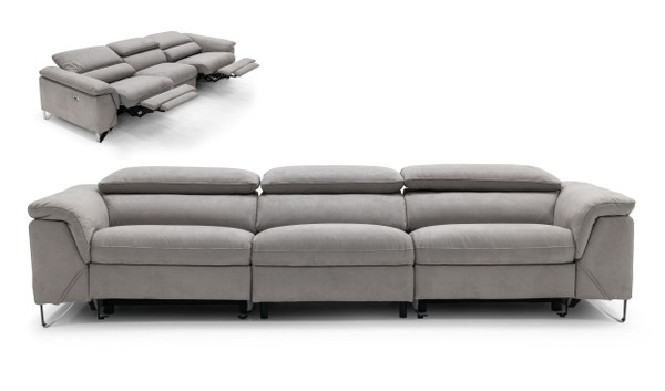 VGKNE9104-E9-LTGRY-4-S Divani Casa Maine - Modern Light Grey Fabric Sofa W/ Electric Recliners By VIG Furniture