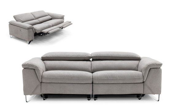 VGKNE9104-E9-LGRY-3-S Divani Casa Maine - Modern Light Grey Fabric Sofa W/ Electric Recliners By VIG Furniture