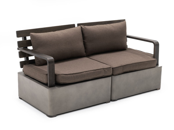 VGLBMODU-ST70X-SET Renava Garza - Outdoor Concrete & Acacia 2 Seater Sofa By VIG Furniture