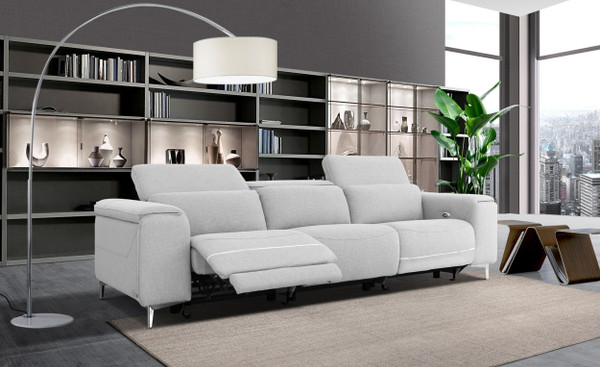 VGKNE9172-GRY-4S Divani Casa Cyprus - Contemporary Grey Fabric 4-Seater Sofa W/ Electric Recliners By VIG Furniture