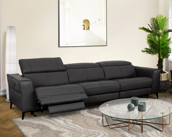 VGKNE9193-BLK-4S Divani Casa Nella - Modern Black Leather 4-Seater Sofa W/ Electric Recliners By VIG Furniture