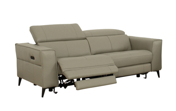 VGKNE9193-LTGRY-3S Divani Casa Nella - Modern Light Grey Leather 3-Seater Sofa W/ Electric Recliners By VIG Furniture