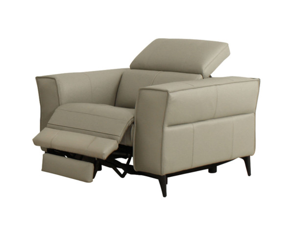 VGKNE9193-LTGRY-CH Divani Casa Nella - Modern Light Grey Leather Armchair W/ Electric Recliner By VIG Furniture