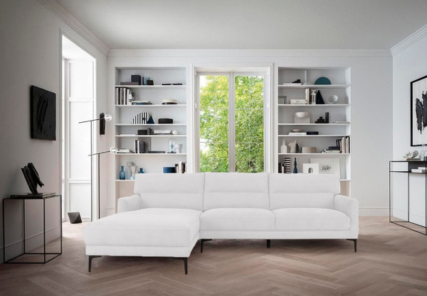 VGKNK8610-WHT-LAF-SECT Divani Casa Paraiso - Modern White Fabric Left Facing Sectional Sofa By VIG Furniture