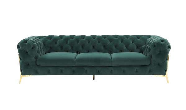 VGKNK8520-GRN-S Divani Casa Quincey - Transitional Emerald Green Velvet Sofa By VIG Furniture