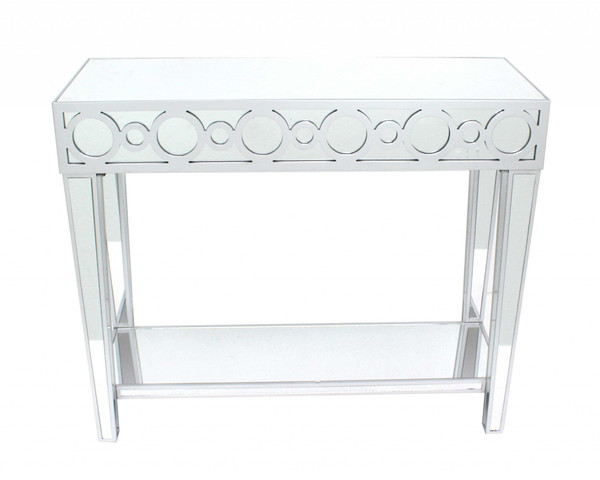 14" X 40" X 38" Silver, Circles, Mirrored - Console Table 274432 By Homeroots