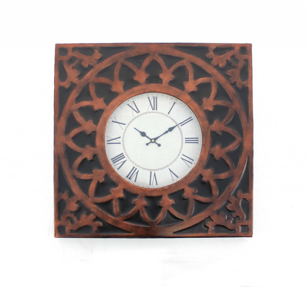 22.75" X 22.75" X 2" Bronze, Vintage, Metal - Wall Clock 274495 By Homeroots