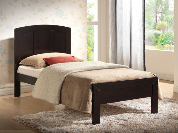 Twin Bed, Wenge - Poplar Wood, Laminated Ve Wenge 285245 By Homeroots