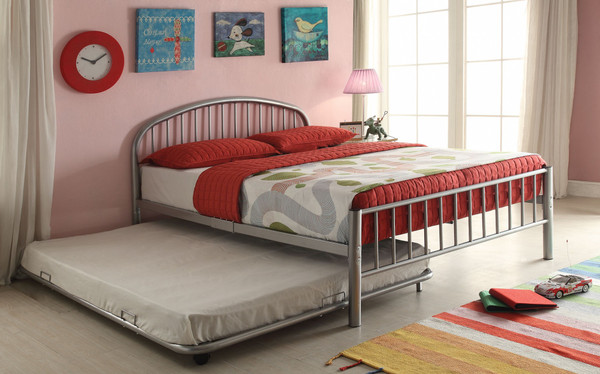 79" X 39" X 33" Twin Silver Bed 285304 By Homeroots