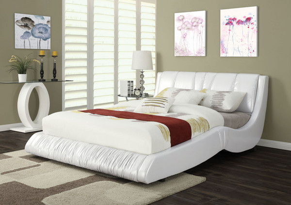 King Bed, White Pu - Bycast Pu, Wood & Plywood White Pu 285553 By Homeroots