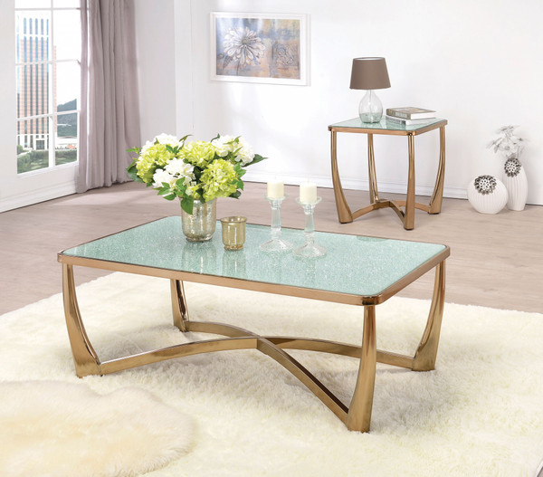 Coffee Table, Champagne & Crackle Mirror - Crackle Glass W/Mirror, M Champagne & Crackle Mirror 286034 By Homeroots